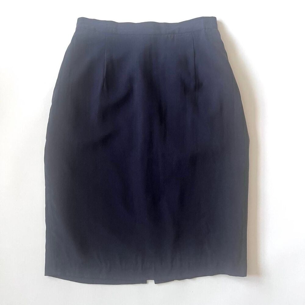 vintage silk Black pencil skirt with zipper closure